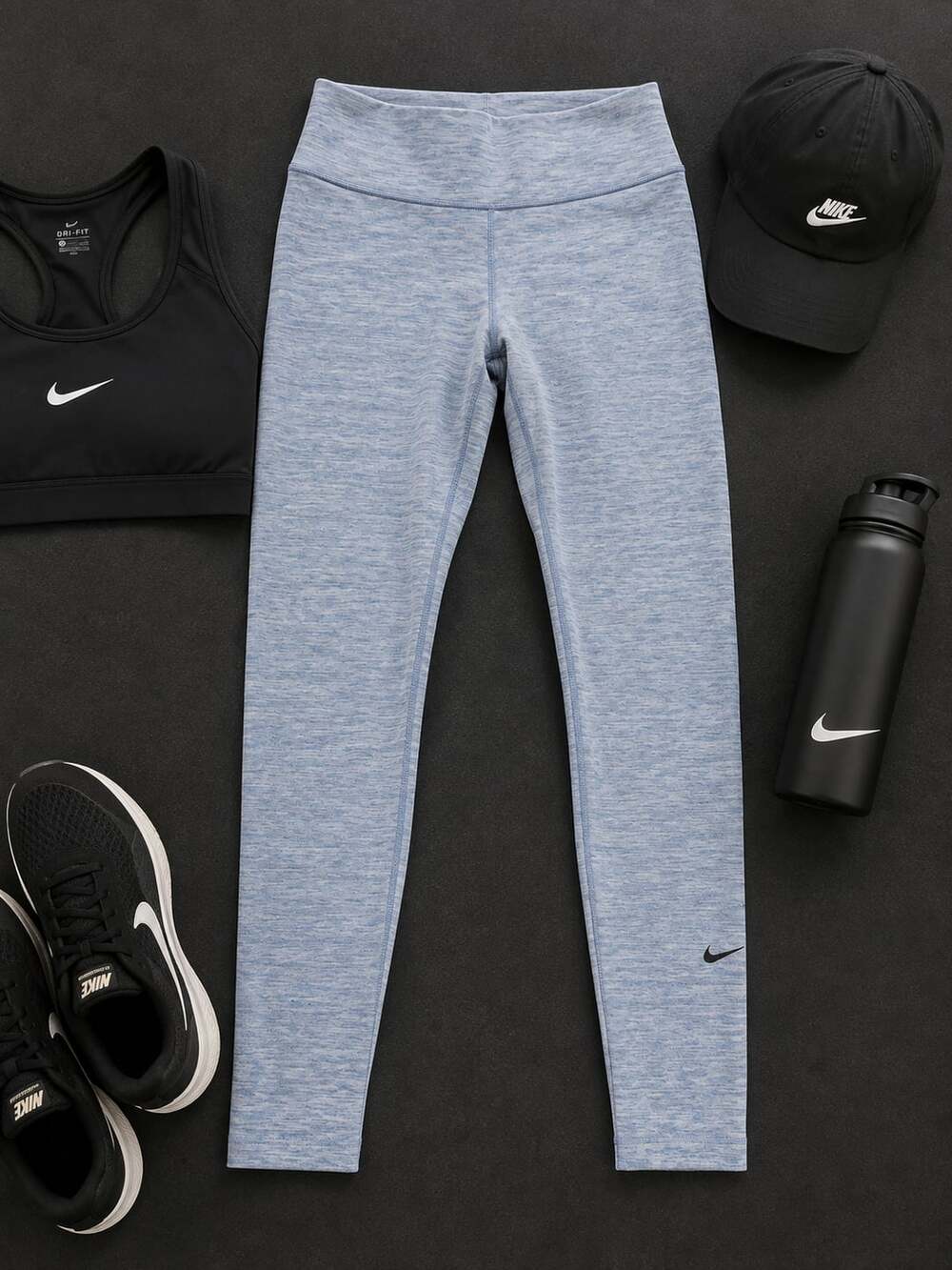 Nike One Women Grey/Heather High-Waisted 7/8 Pockets Leggings M (g17)